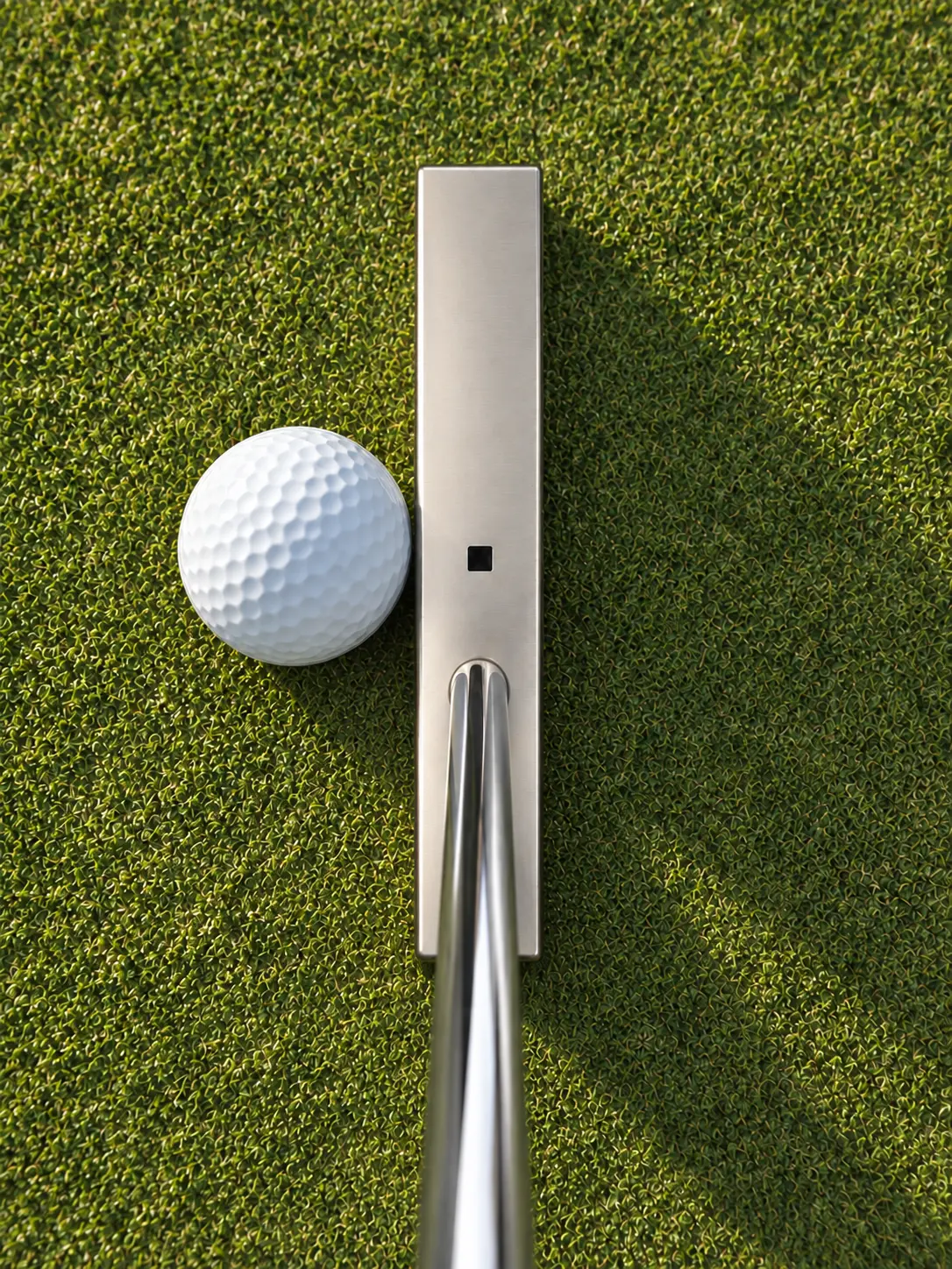 BUTR putter addressing a golf ball on the green